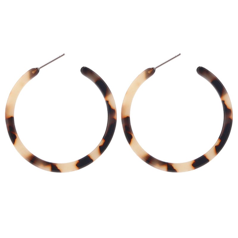 BaubleStar Tortoise Shell Resin Hoop Earrings Acrylic Round Circle Dangle Blond Amber Ear Drops Fashion Jewelry for Women - Image 1